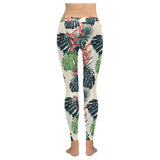 heliconia flowers, palm and monstera leaves Women's Legging Fulfilled In US