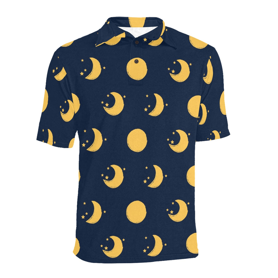 Moon star pattern Men's All Over Print Polo Shirt