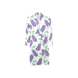 Eggplant Pattern Print Design 05 Men's Long Sleeve Belted Night Robe