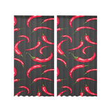 Chili peppers pattern black background Gauze Curtain