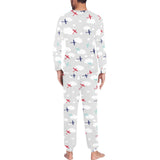 Airplane cloud grey background Men's All Over Print Pajama