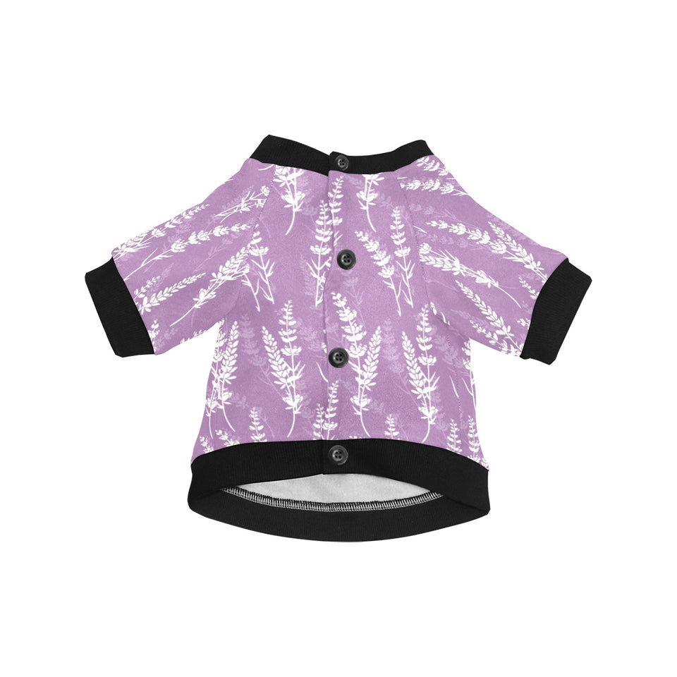 Lavender flowers purple pattern All Over Print Pet Dog Round Neck Fuzzy Shirt