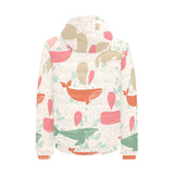 Cute whale pattern Men's Padded Hooded Jacket
