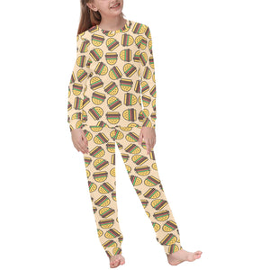 Hamburger Pattern Print Design 01 Kids' Boys' Girls' All Over Print Pajama Set