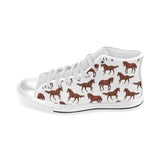 Horses running pattern background Men's High Top Canvas Shoes White