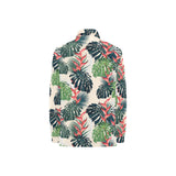 heliconia flowers, palm and monstera leaves Women's Long Sleeve Polo Shirt