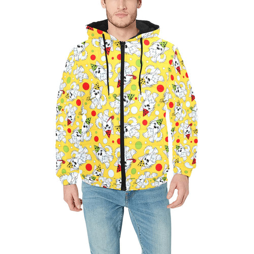 Yorkshire Terrier Pattern Print Design 05 Men's Padded Hooded Jacket