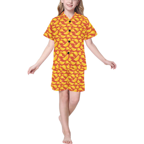 Potato Chips Pattern Print Design 05 Kids' Boys' Girls' V-Neck Short Pajama Set