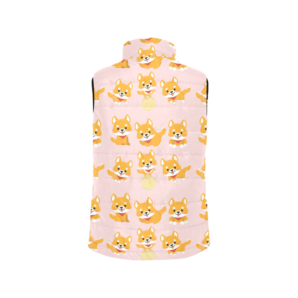 Cute shiba inu dog pattern Women's Padded Vest