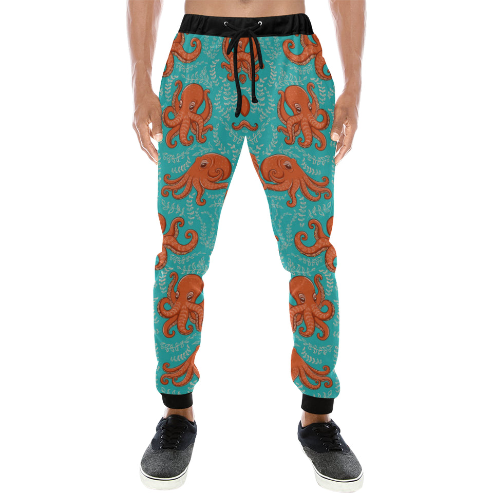 Octopus turquoise background Unisex Casual Sweatpants