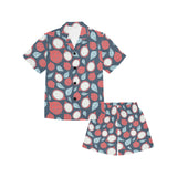 dragon fruits dark blue background Kids' Boys' Girls' V-Neck Short Pajama Set
