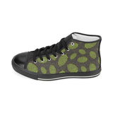 Hop pattern black background Women's High Top Canvas Shoes Black