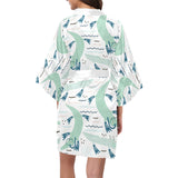 Crocodile diver pattern Women's Short Kimono Robe