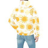Sun design pattern Men's Padded Hooded Jacket