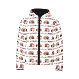 Camper Van Pattern Print Design 01 Kids' Boys' Girls' Padded Hooded Jacket