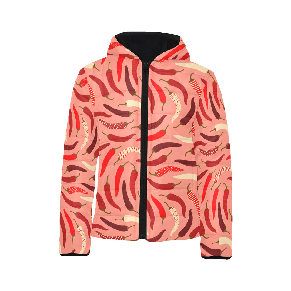 Beautiful Chili peppers pattern Kids' Boys' Girls' Padded Hooded Jacket