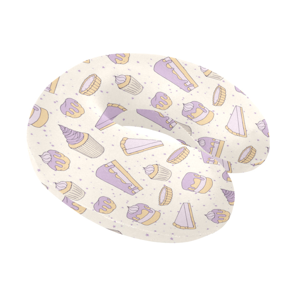 Cakes pies tarts muffins and eclairs purple bluebe U-Shaped Travel Neck Pillow