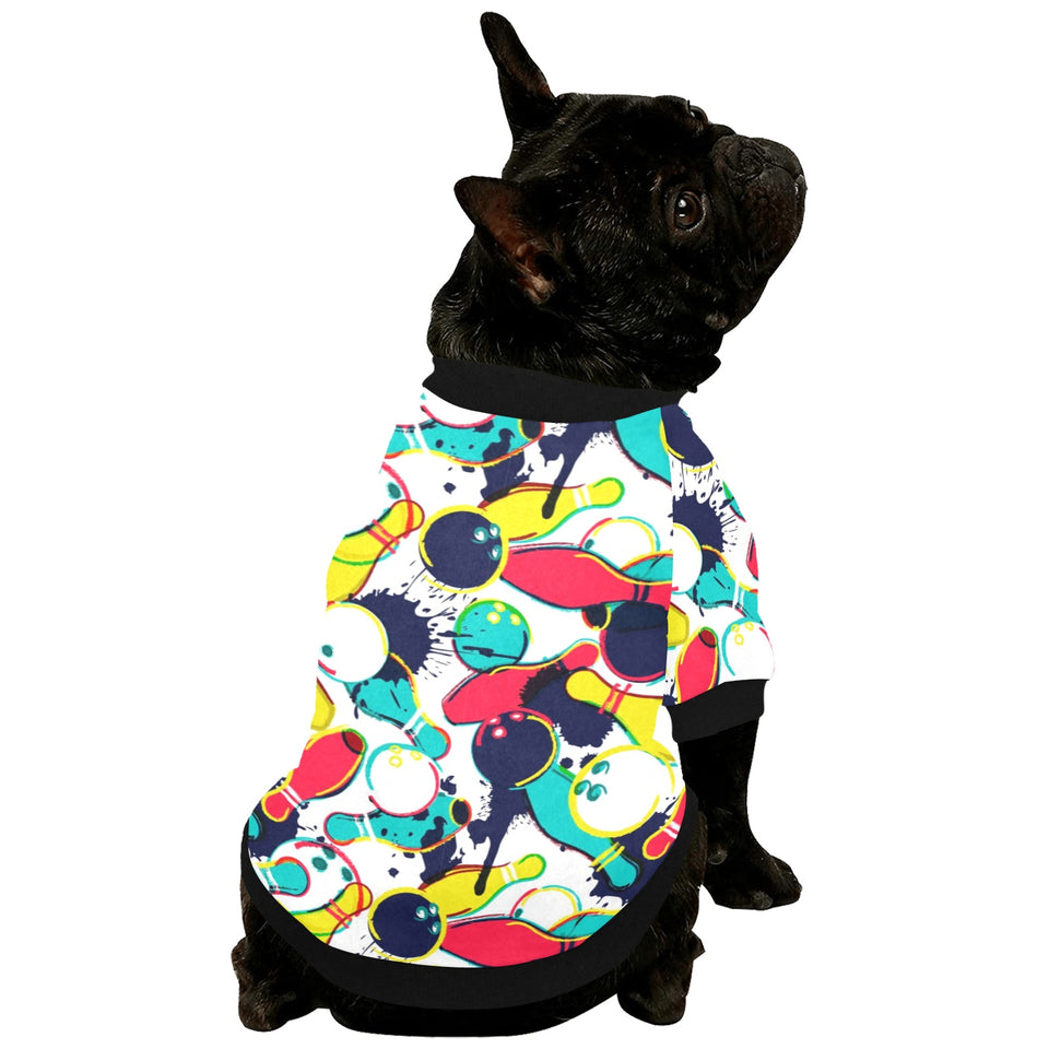 watercolor bowling ball pins All Over Print Pet Dog Round Neck Fuzzy Shirt