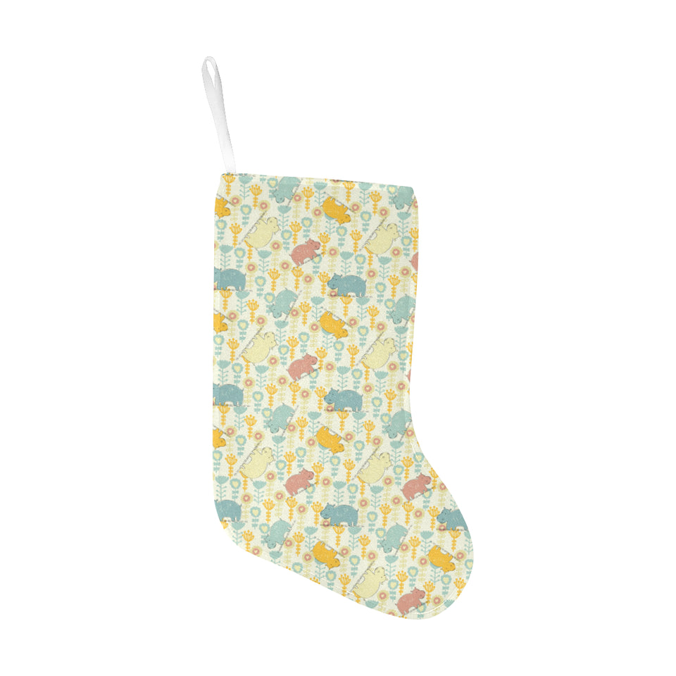 Hippopotamus Pattern Print Design 04 Christmas Stocking