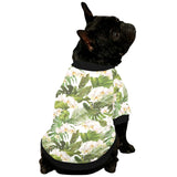 White orchid flower tropical leaves pattern All Over Print Pet Dog Round Neck Fuzzy Shirt