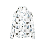 Hand drawn space elements space rocket star planet Women's Padded Hooded Jacket