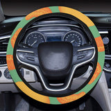 orange fruit pattern green background Car Steering Wheel Cover