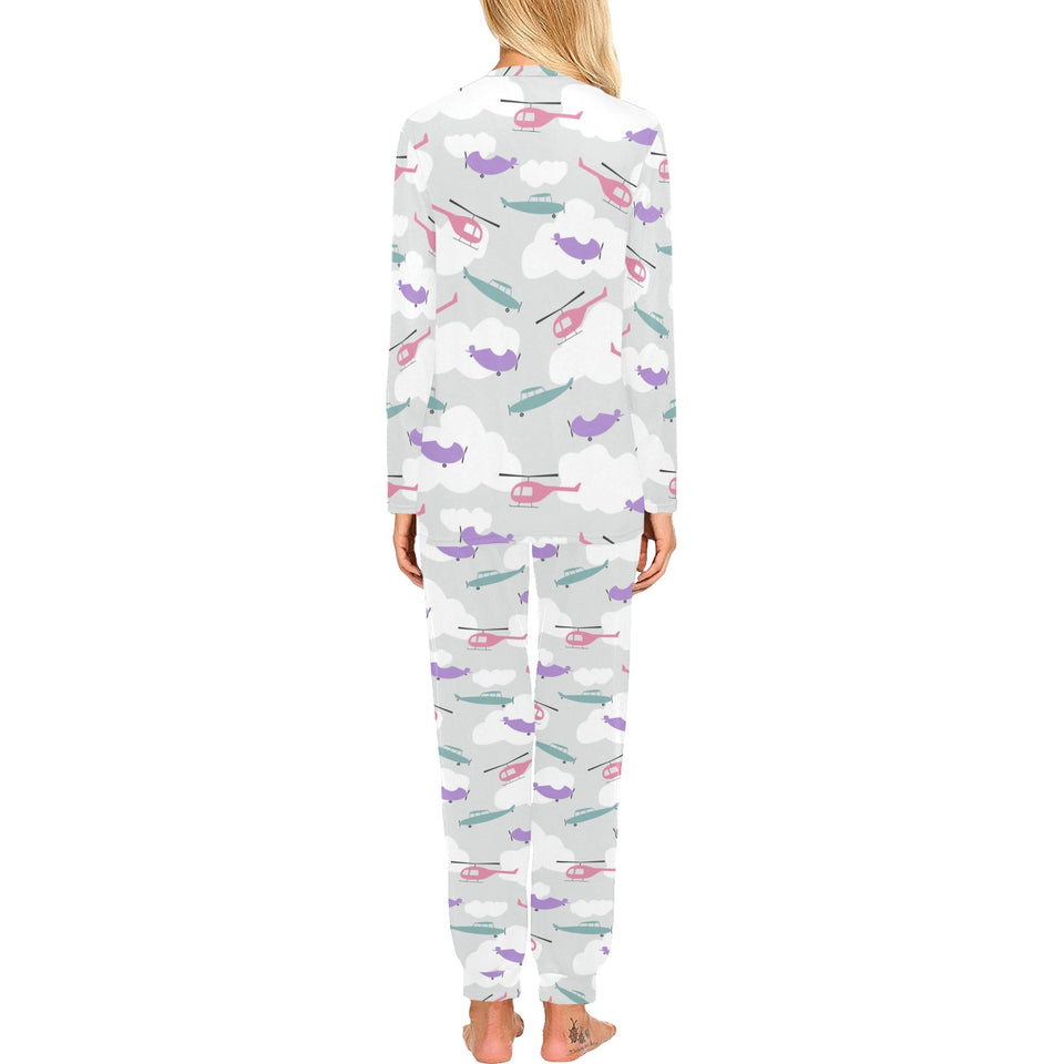 Helicopter plane pattern Women's All Over Print Pajama Set