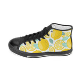 lemon design pattern Women's High Top Canvas Shoes Black