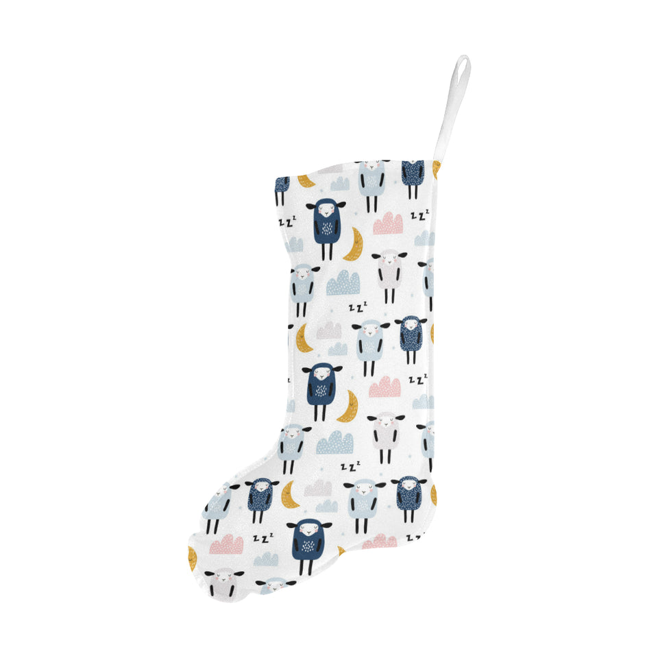 Cute sleeping sheep moon cloud pattern Christmas Stocking