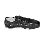 Spider web design pattern Black background white c Women's Low Top Canvas Shoes Black