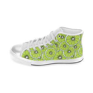 Slices of Lime design pattern Women's High Top Canvas Shoes White
