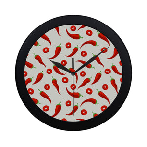 Chili pattern Elegant Black Wall Clock