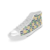 Pineapples pattern striped background Men's High Top Canvas Canvas Shoes White