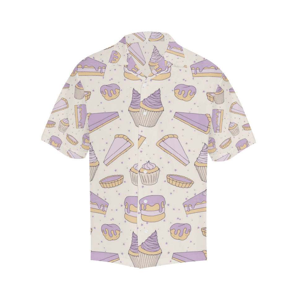 Cakes pies tarts muffins and eclairs purple bluebe Men's All Over Print Hawaiian Shirt