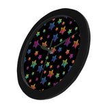Colorful star pattern Elegant Black Wall Clock
