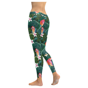 Parrot Palm tree leaves flower hibiscus pattern Women's Legging Fulfilled In US