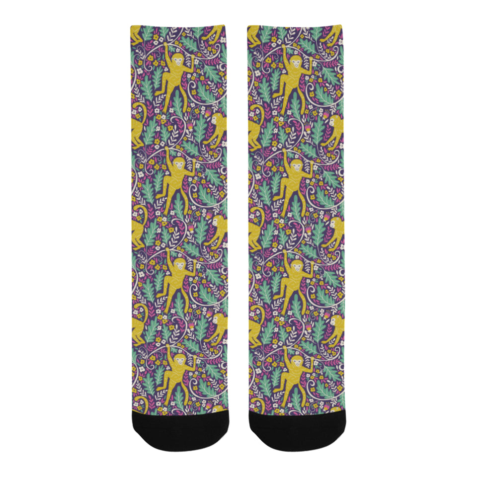 Cute yellow monkey leaves pattern Crew Socks