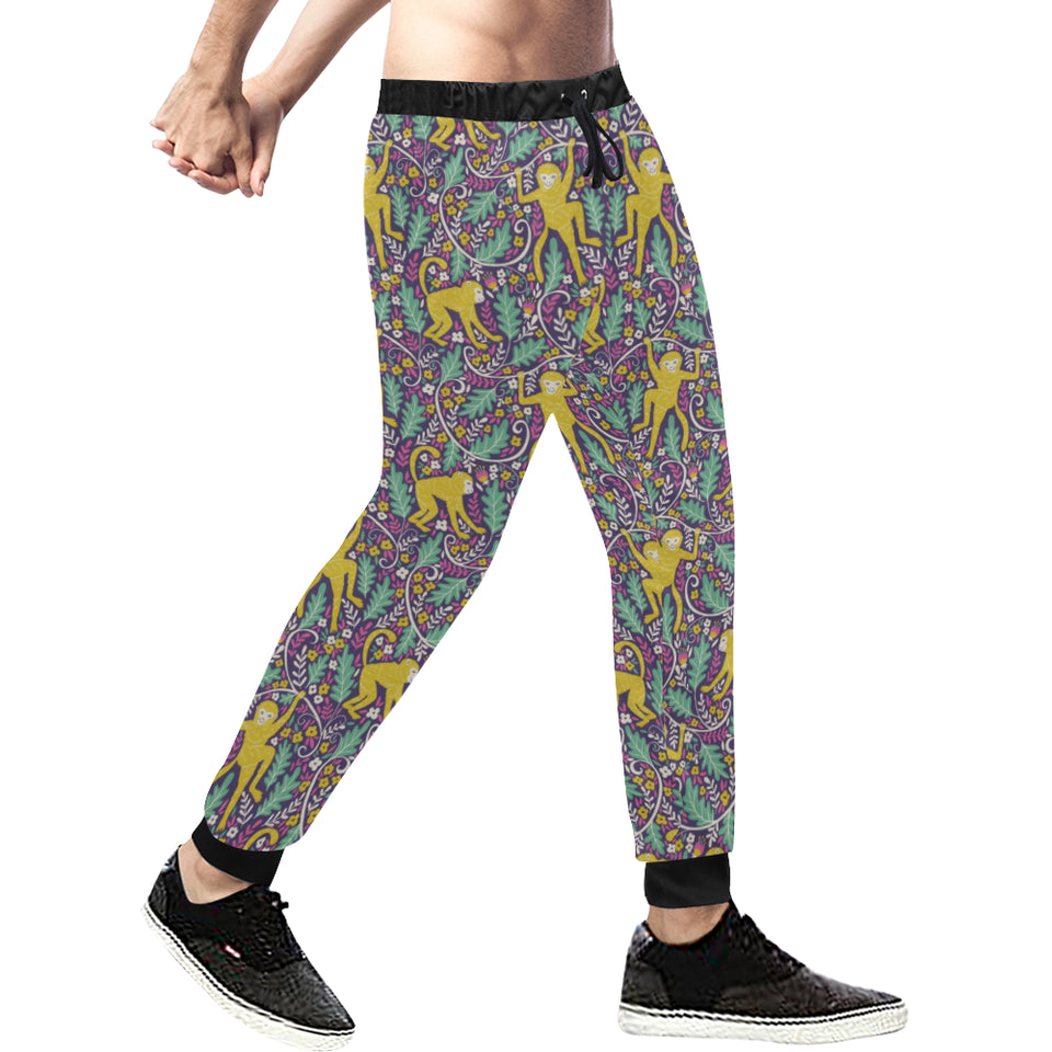 Cute yellow monkey leaves pattern Unisex Casual Sweatpants
