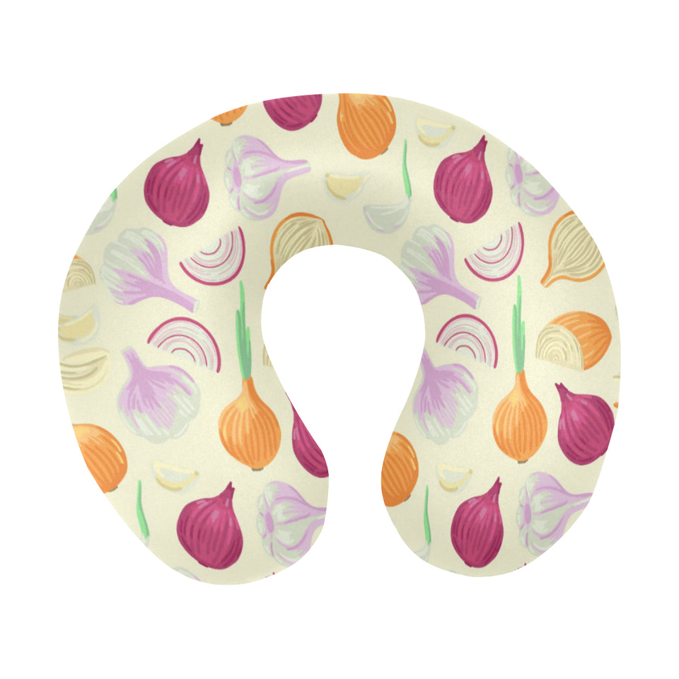 Onion garlic white red pattern U-Shaped Travel Neck Pillow