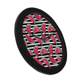 Watercolor paint textured watermelon pieces Elegant Black Wall Clock