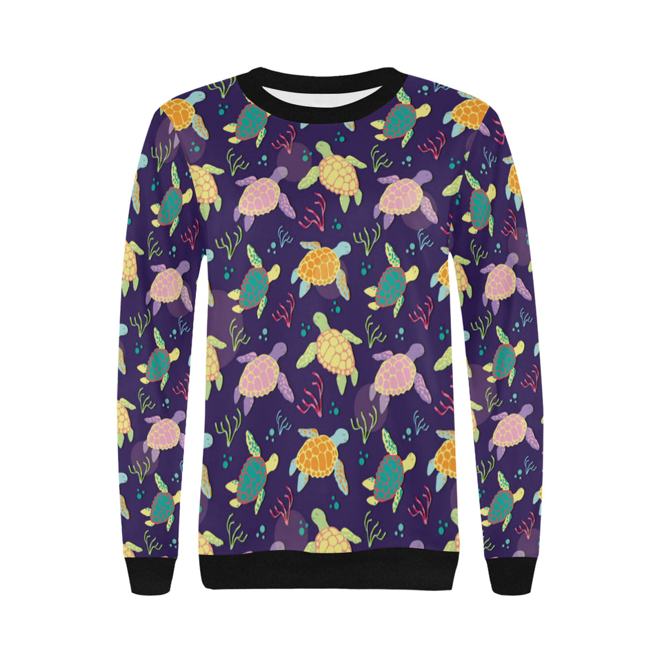 Colorful sea turtle pattern Women's Crew Neck Sweatshirt