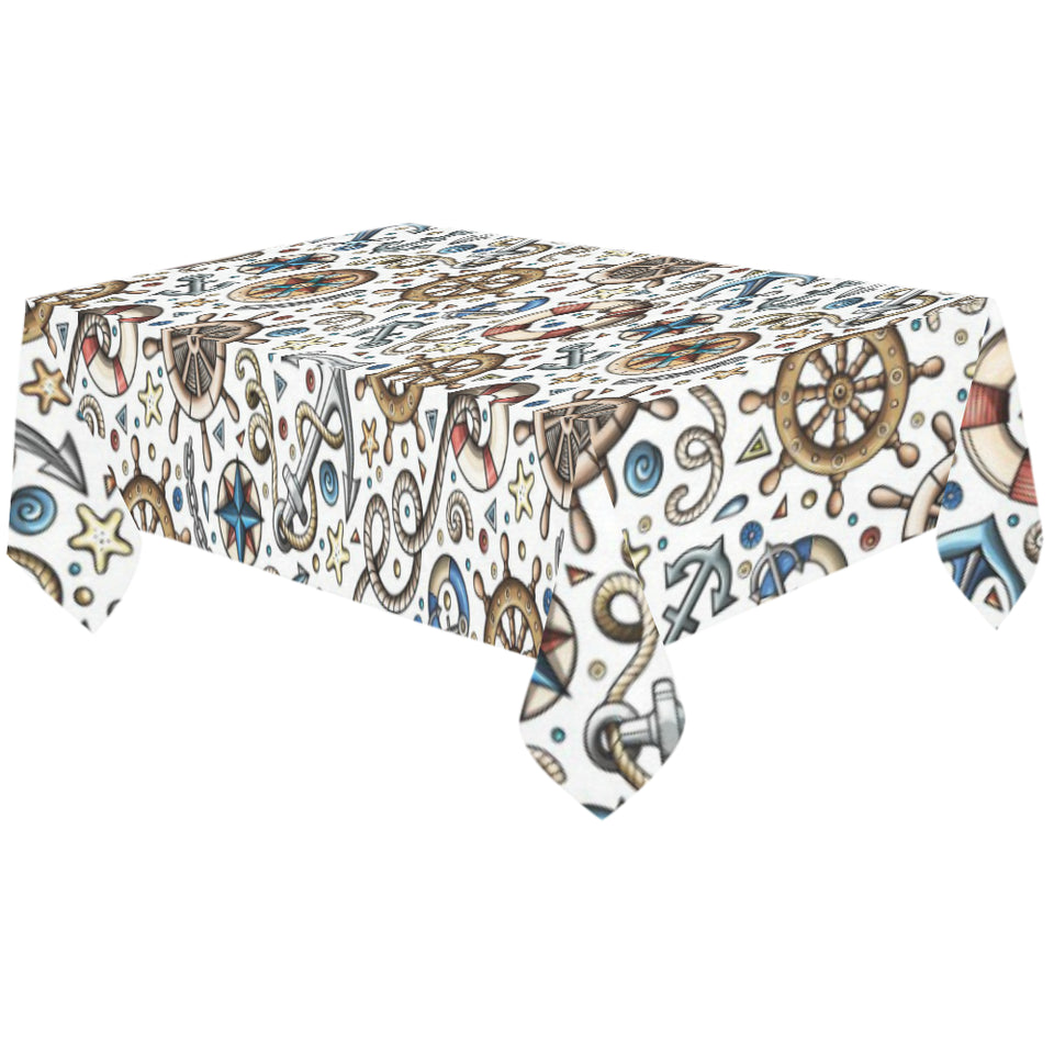 Cute nautical steering wheel anchor pattern Tablecloth