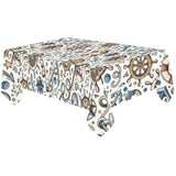 Cute nautical steering wheel anchor pattern Tablecloth