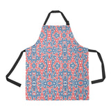 Blue Red Eiffel Tower Pattern Print Design 02 All Over Print Adjustable Apron