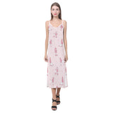 Poodle dog pink color theme V-Neck Open Fork Long Dress