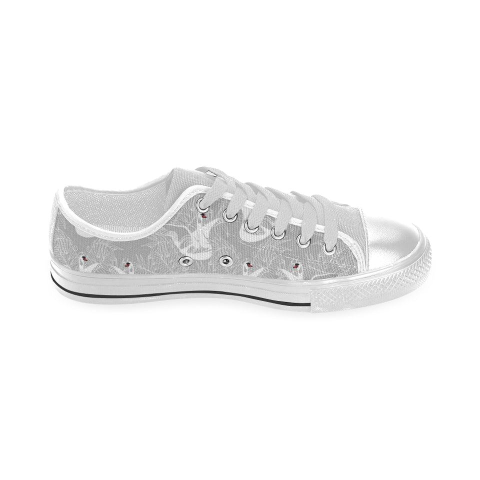 white swan gray background Men's Low Top Shoes White