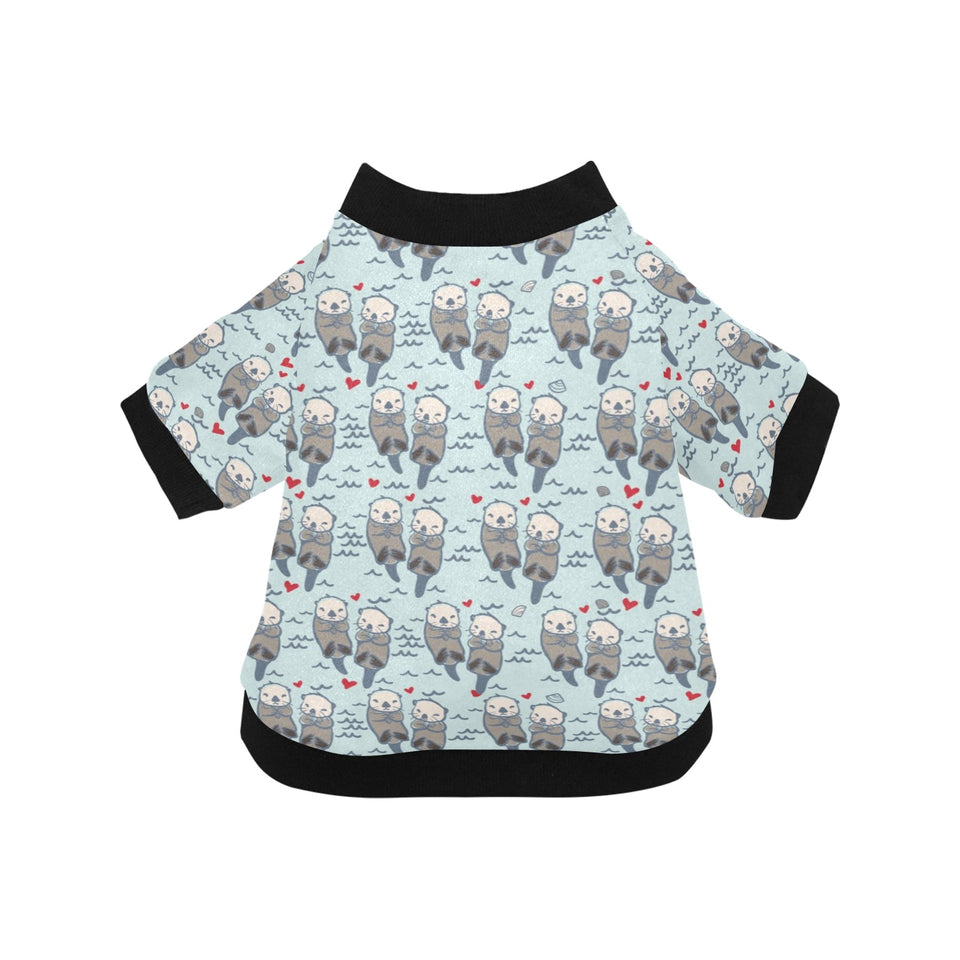Lovely Sea Otter Pattern All Over Print Pet Dog Round Neck Fuzzy Shirt