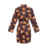 Hamburger Pattern Print Design 05 Women's Long Sleeve Belted Night Robe