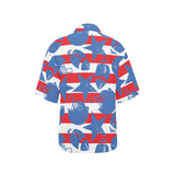 American football ball star stripes pattern Women's All Over Print Hawaiian Shirt