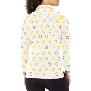 Horseshoes Pattern Print Design 02 Women's Long Sleeve Polo Shirt